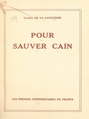 cover image of Pour sauver Caïn